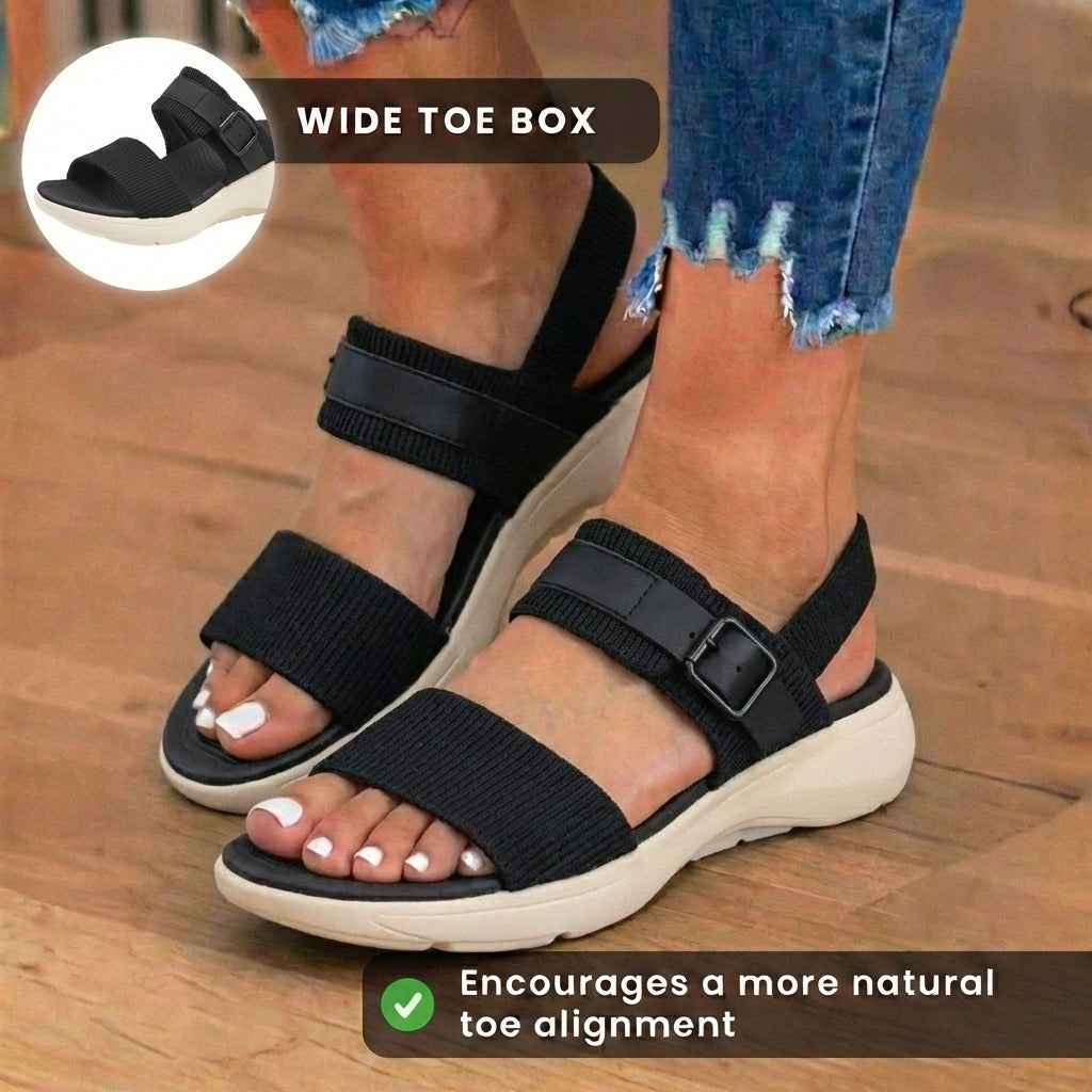 Orthopedic Canvas Sandals - Double Strap Buckle Design & Contoured Footbed