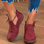 Orthopedic Leather Lace-Up Ankle Boots - Arch Support Flats