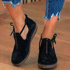 Orthopedic Leather Lace-Up Ankle Boots - Arch Support Flats