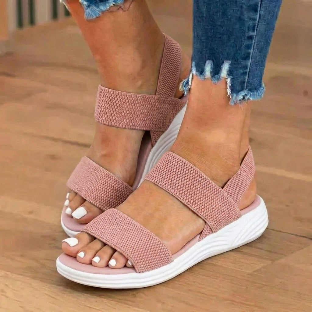 Orthopedic Mesh Sport Rocker Sandals - Slip-On Elastic Straps