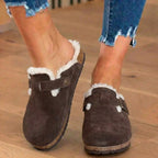 Orthopedic Suede Sherpa-Lined Clogs - Buckle Strap Closure