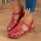 Orthopedic Leather Fisherman Sandals - Multi-Strap Buckle Closure
