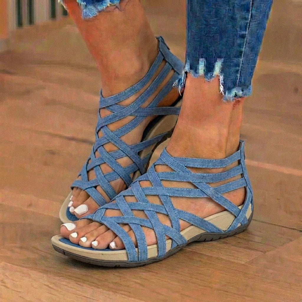 Orthopedic Gladiator Sandals - Multi-Strap Ankle Design