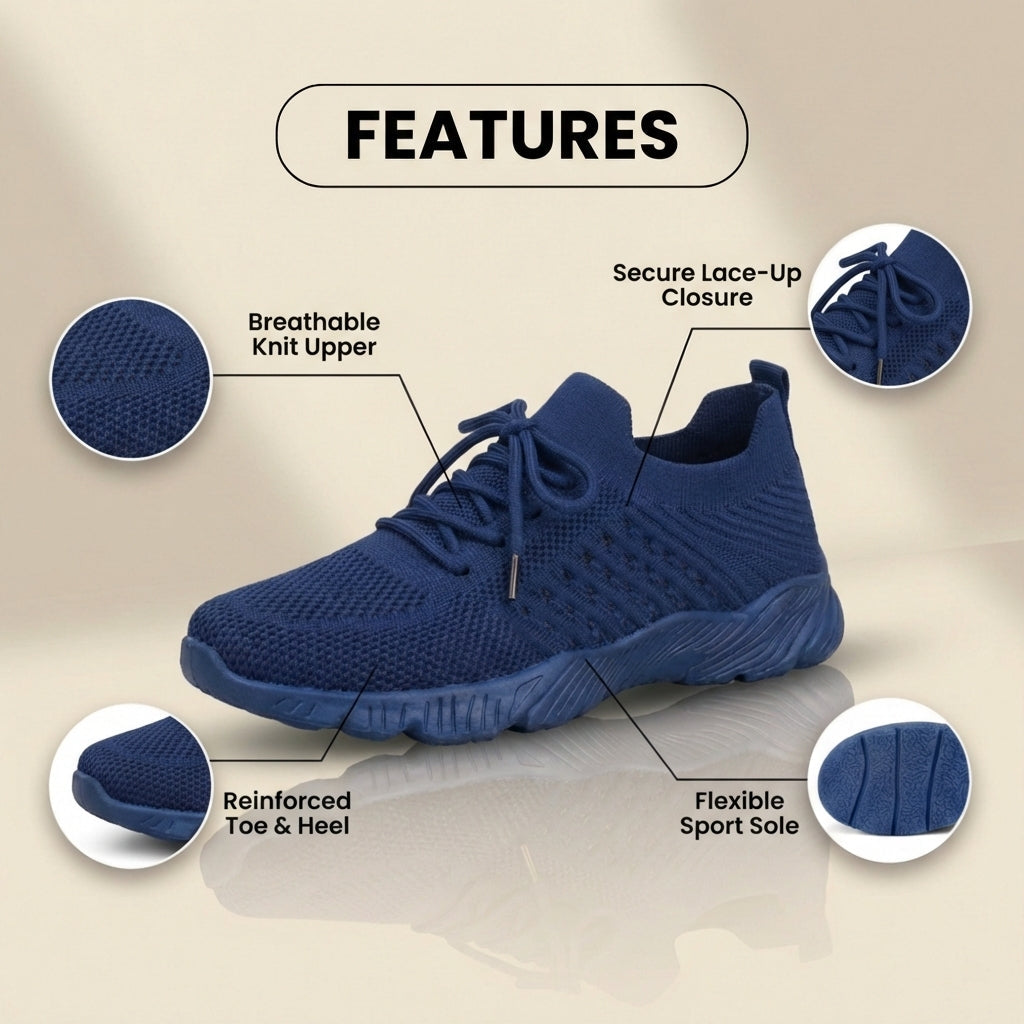 Orthopedic Knit High-Top Sneakers - Lace-Up Closure & Sock-Fit Collar*