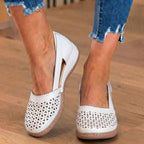 Orthopedic Leather Slip-On Loafers - Geometric Laser-Cut Pattern