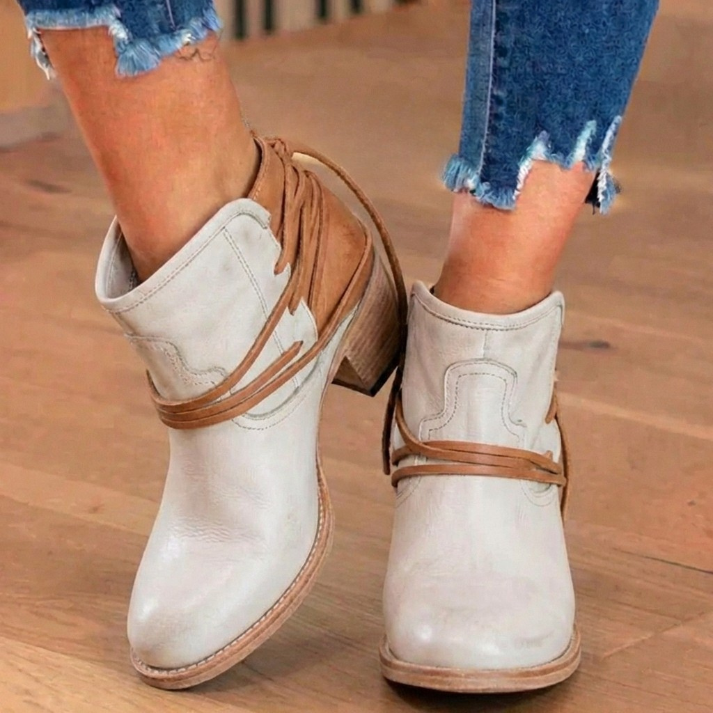 Orthopedic Leather Ankle Boots - Vintage Wrap-Around Lace