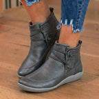 Orthopedic Leather Lace-Up Ankle Boots - Combat Style Side Zip